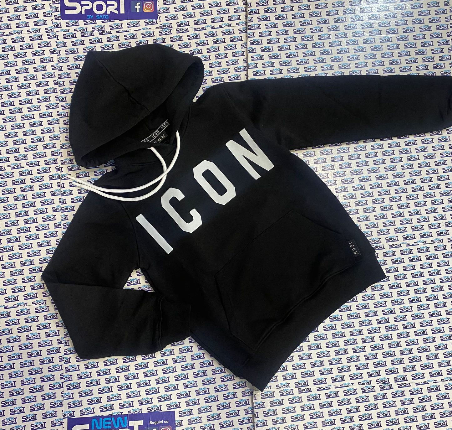 FELPA DONNA CAPPUCCIO CON LOGO GRANDE ICON