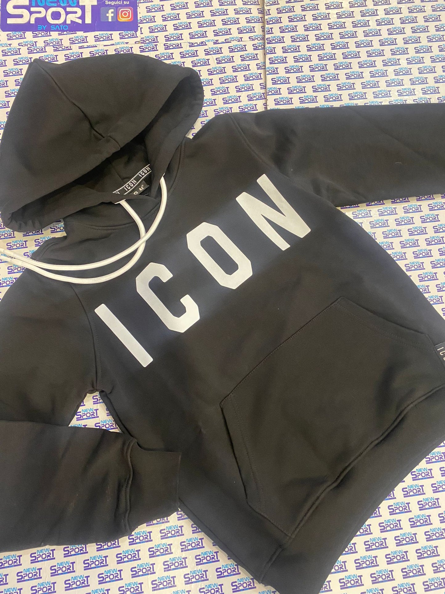 FELPA DONNA CAPPUCCIO CON LOGO GRANDE ICON