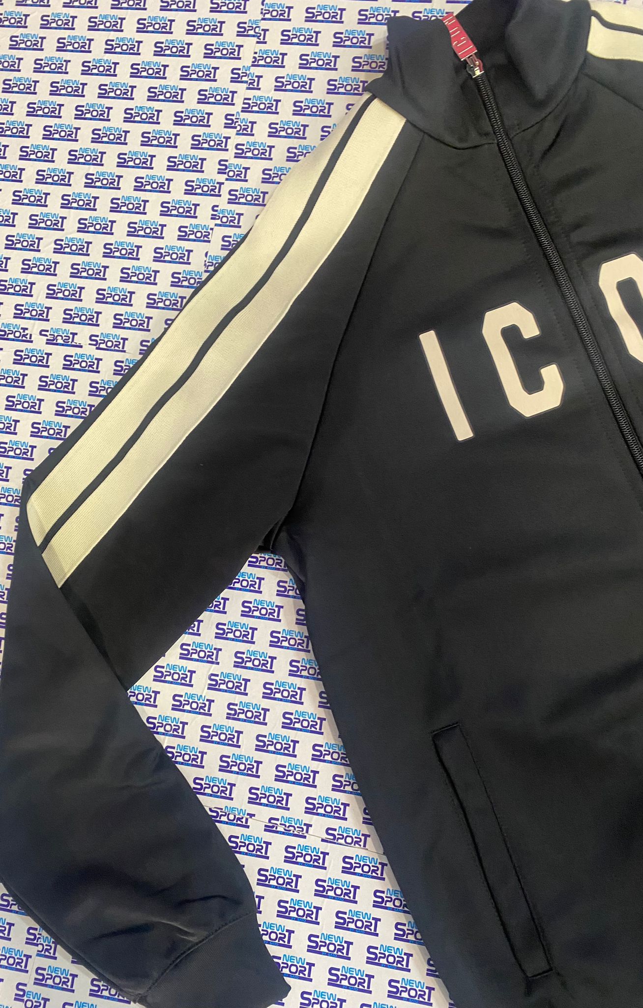 FELPA CON BANDE E ZIP ICON