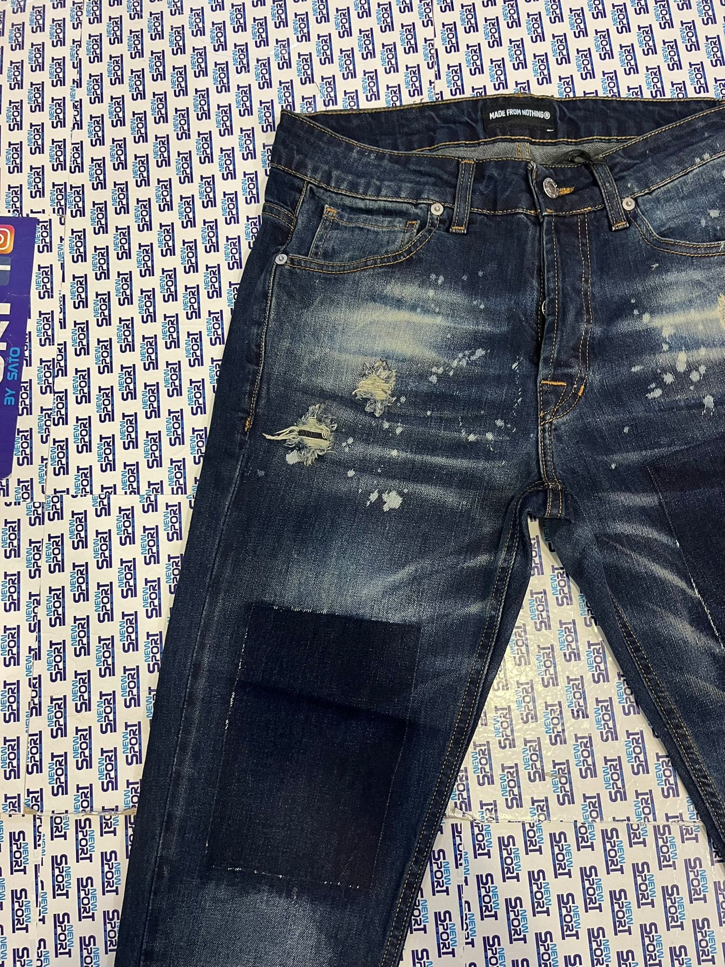 JEANS DENIM BLU SABBIATO CON MACCHIE MFN