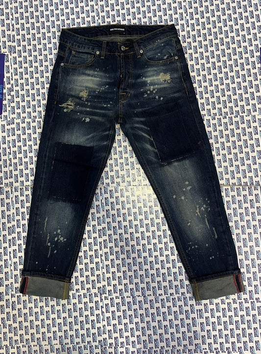 JEANS DENIM BLU SABBIATO CON MACCHIE MFN