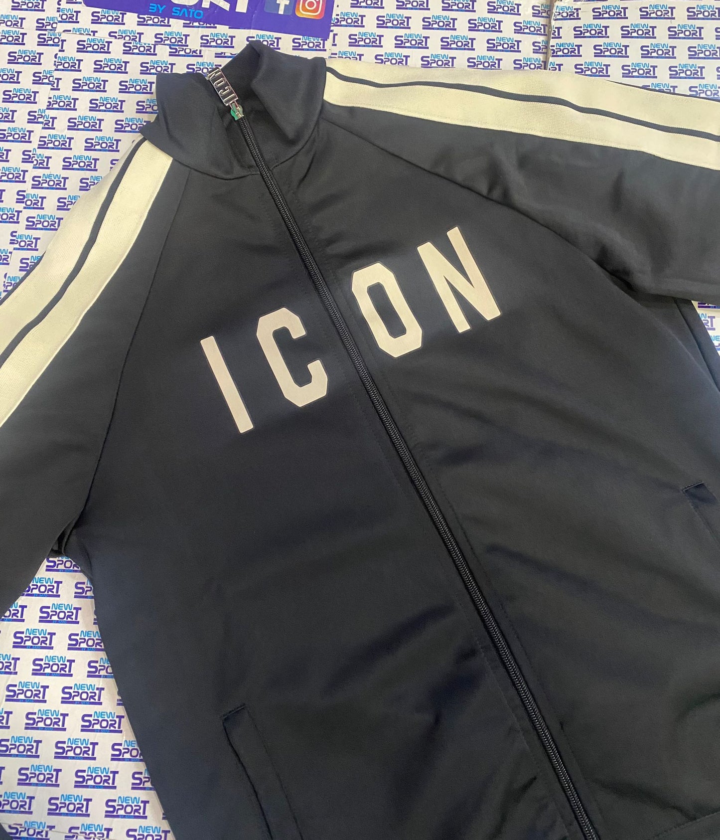 FELPA CON BANDE E ZIP ICON