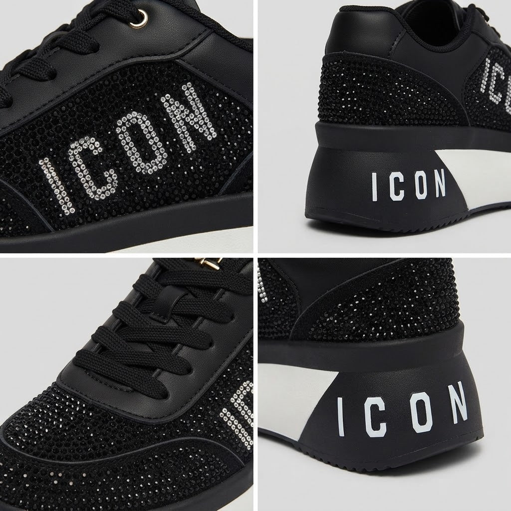 Sneakers Icon Platform con Strass - Varianti Bianco/Grigio e Nero/Argento
IC06391SD