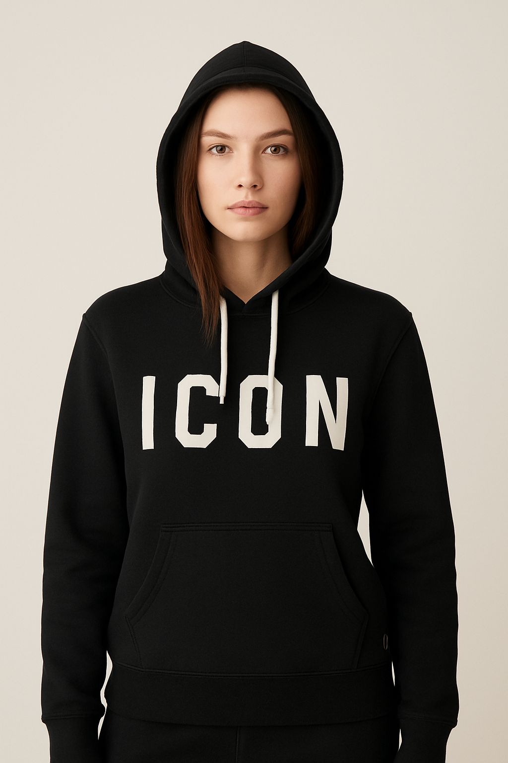 FELPA DONNA CAPPUCCIO CON LOGO GRANDE ICON