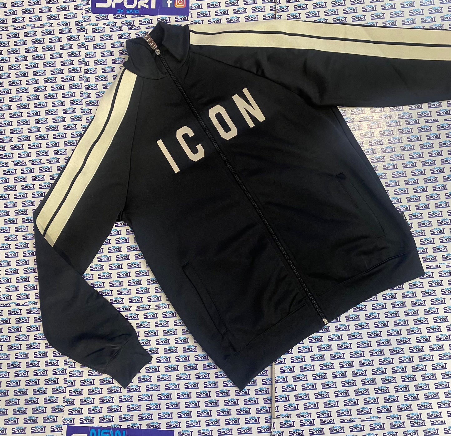 FELPA CON BANDE E ZIP ICON