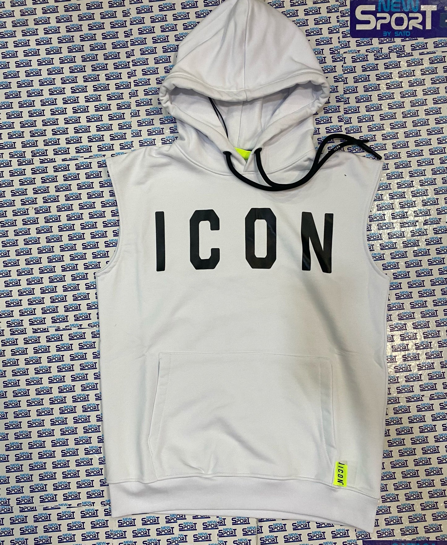 FELPA SMANICATA CON CAPPUCCIO LOGO GRANDE ICON