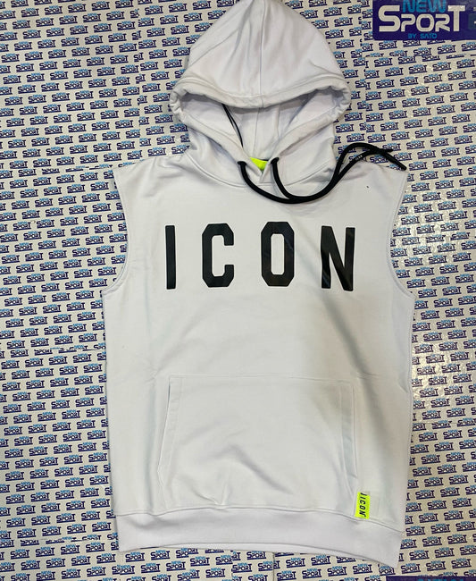 FELPA SMANICATA CON CAPPUCCIO LOGO GRANDE ICON