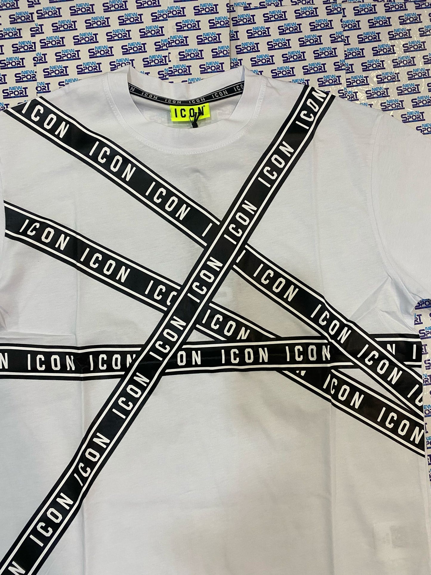 TSHIRT CON STAMPA A STRISCE ICON