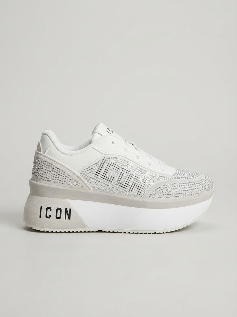 Sneakers Icon Platform con Strass - Varianti Bianco/Grigio e Nero/Argento
IC06391SD