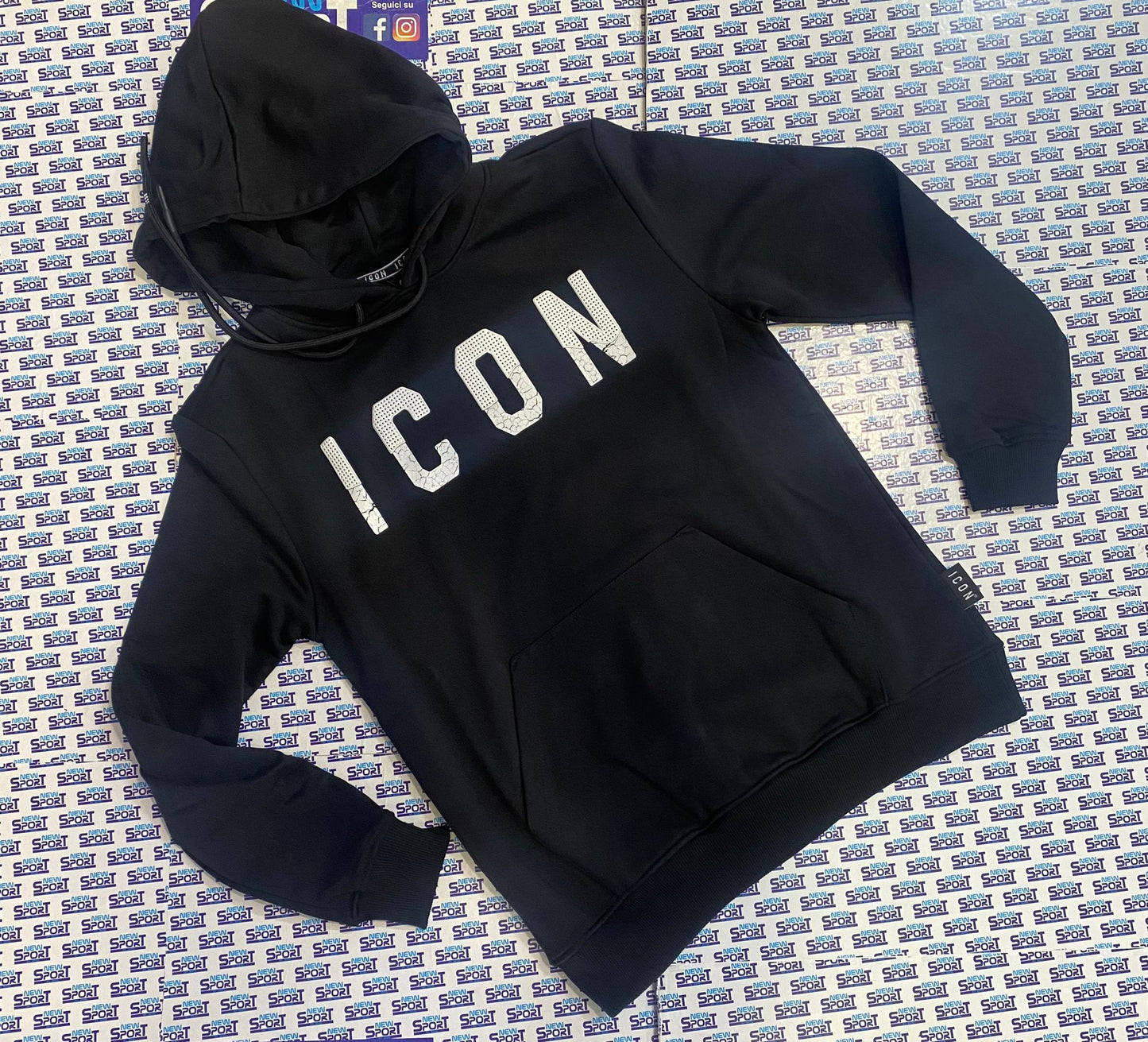 FELPA CON CAPPUCCIO LOGO STAMPA ICON