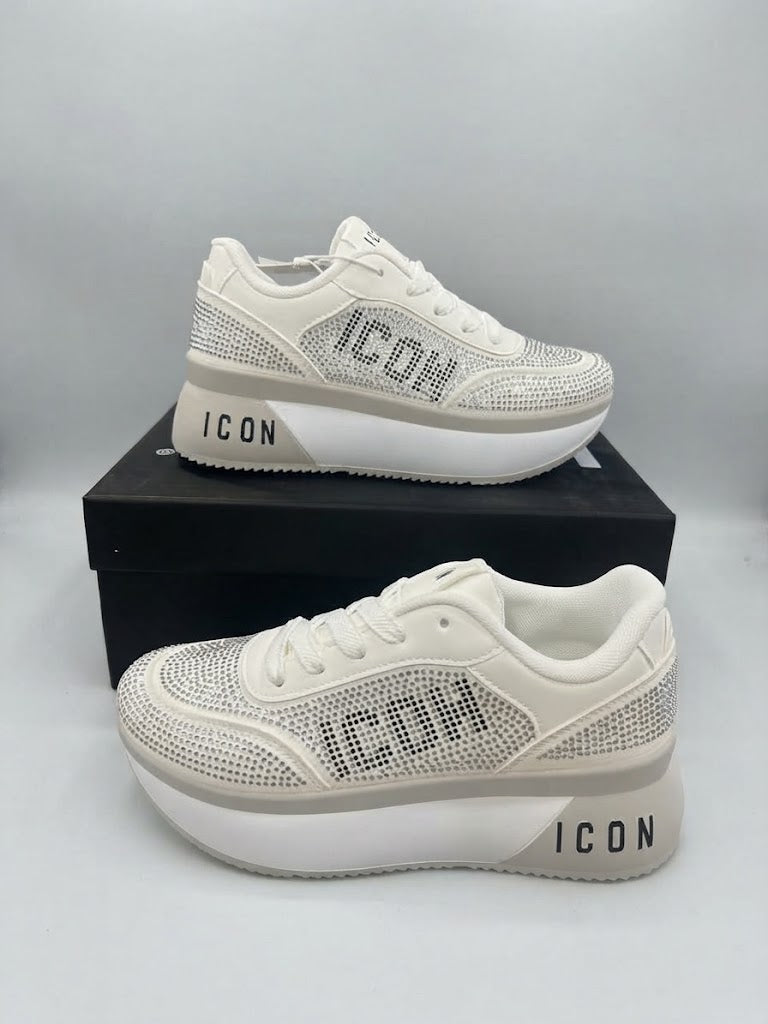 Sneakers Icon Platform con Strass - Varianti Bianco/Grigio e Nero/Argento
IC06391SD