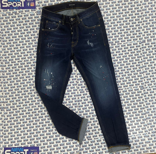 JEANS DENIM CON MACCHIE ROSSE